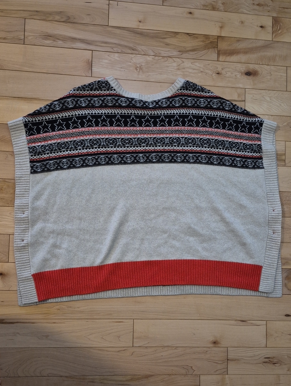 White Stuff Women's Size Small Star Fairisle Knit Poncho - Picture 5 of 8
